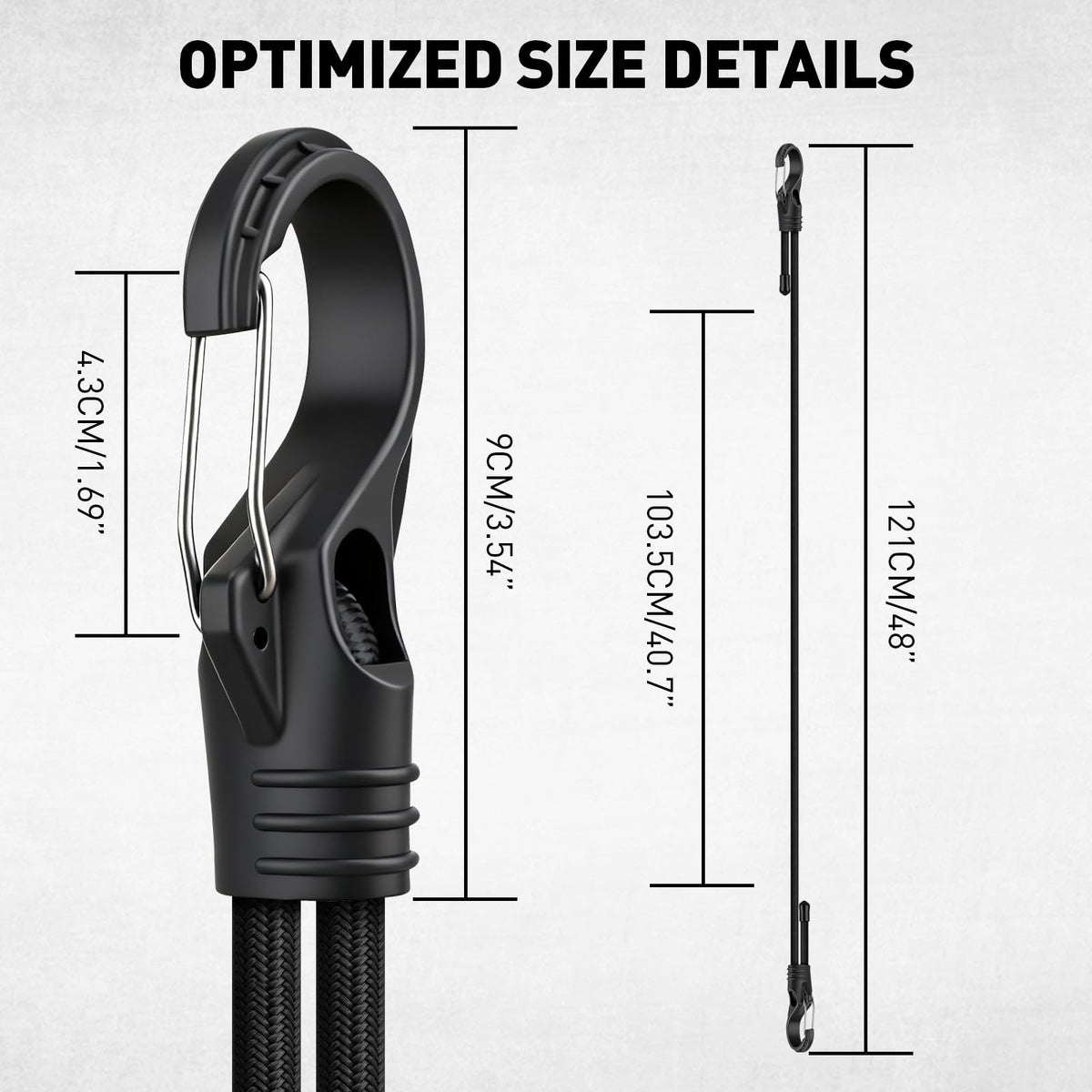 ELEAD bungee cords with carabiner hooks provide secure grip on varied surfaces