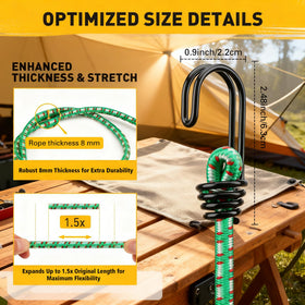 ELEAD 24-inch bungee cord with hooks stored in jar for cargo security