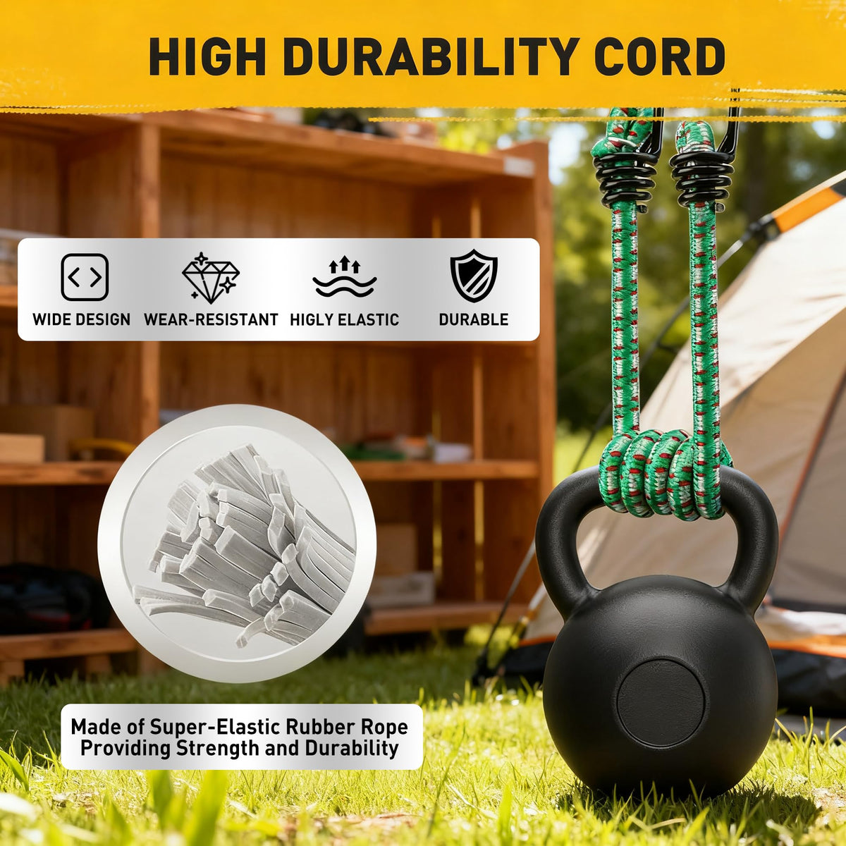 ELEAD 36-inch bungee cord with coated hooks in jar