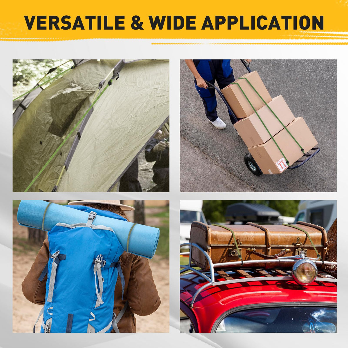 ELEAD versatile 30in bungee cords for kayaking, camping, and gear organization.