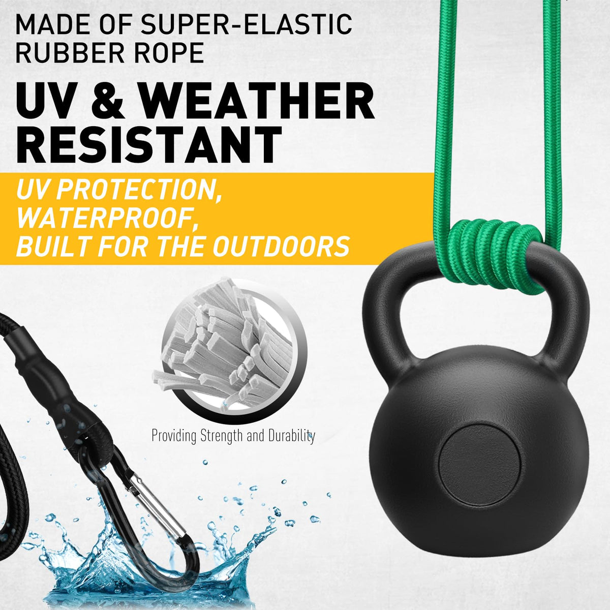 ELEAD carabiner bungee cord 36 inch securing gear on a rack