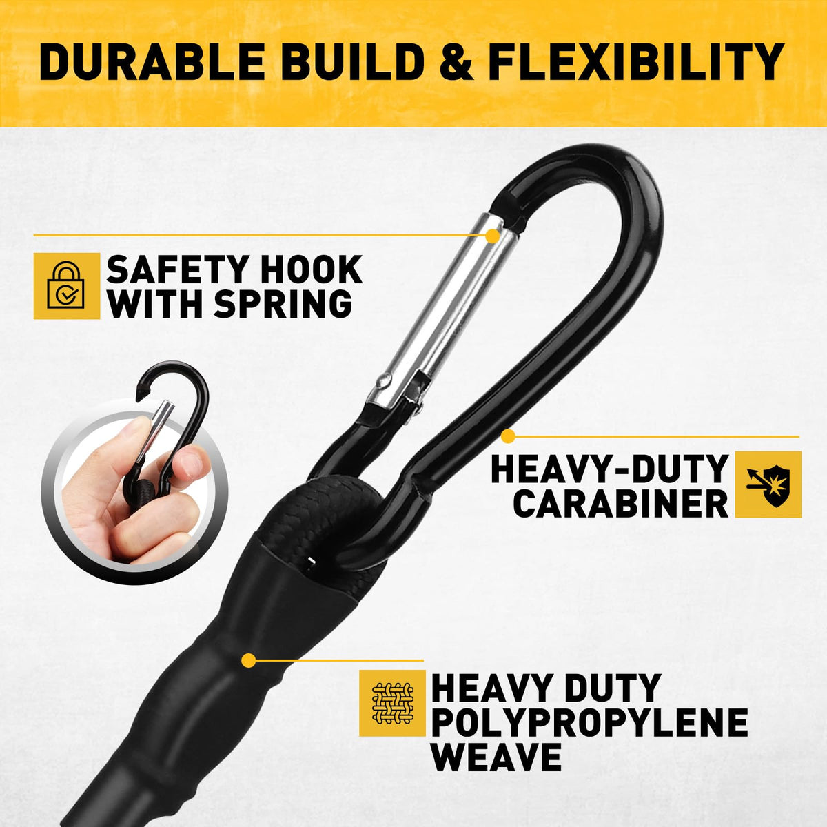 ELEAD carabiner bungee cord 48 inch in rugged outdoor setup