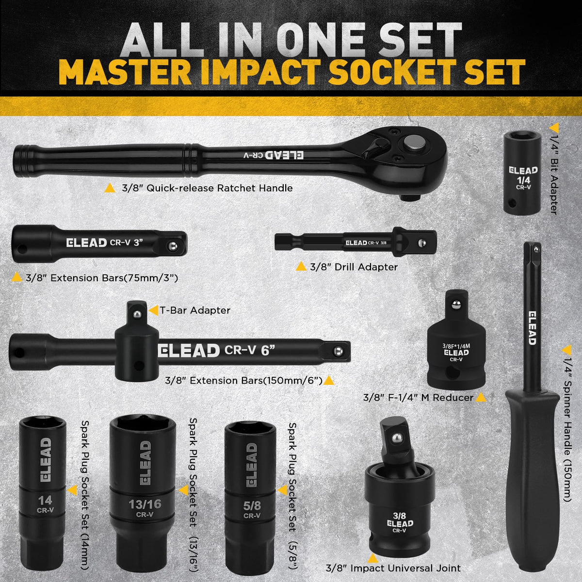 ELEAD deep metric 8mm socket for precise fit in compact spaces.