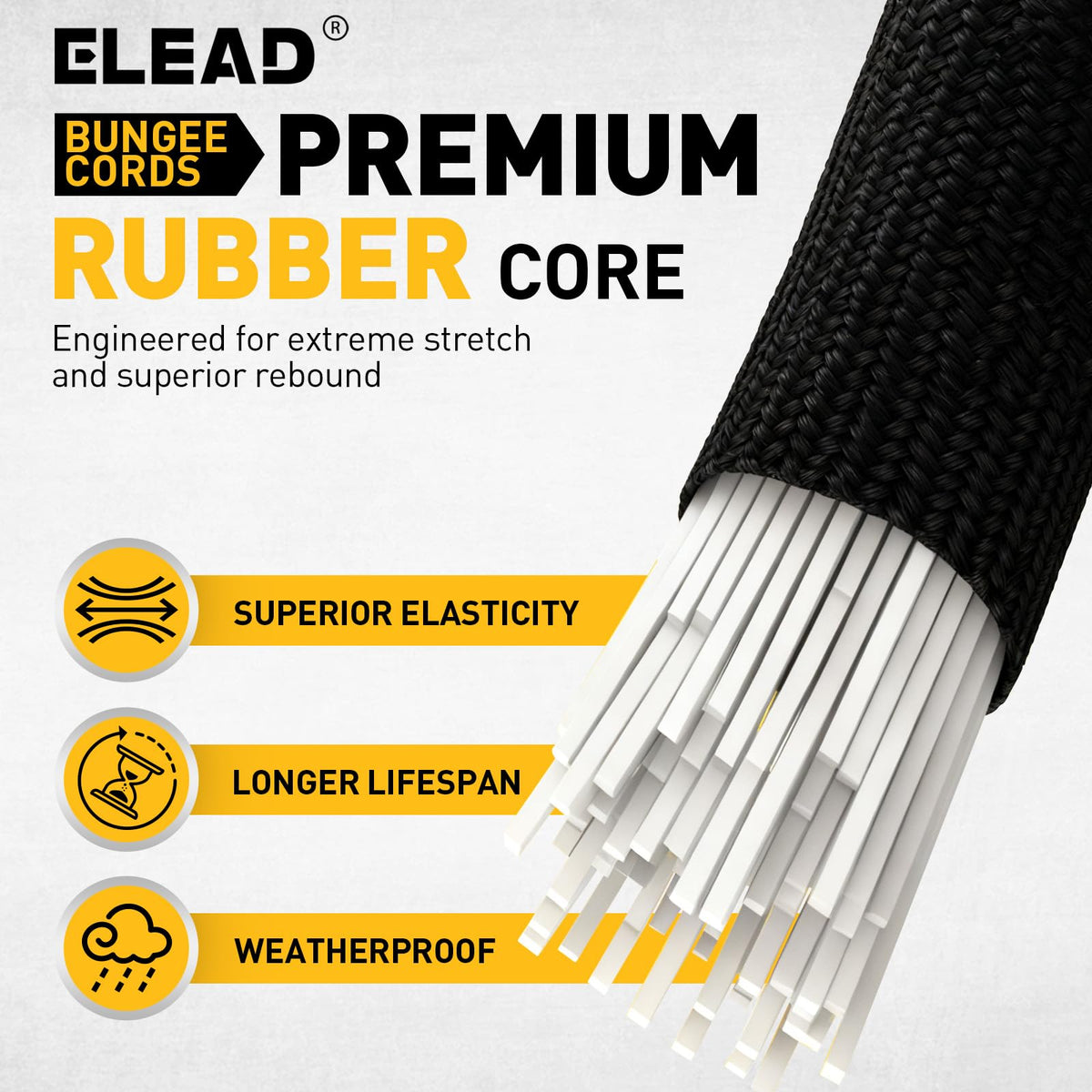 ELEAD high-elasticity latex cord stretches up to twice its size