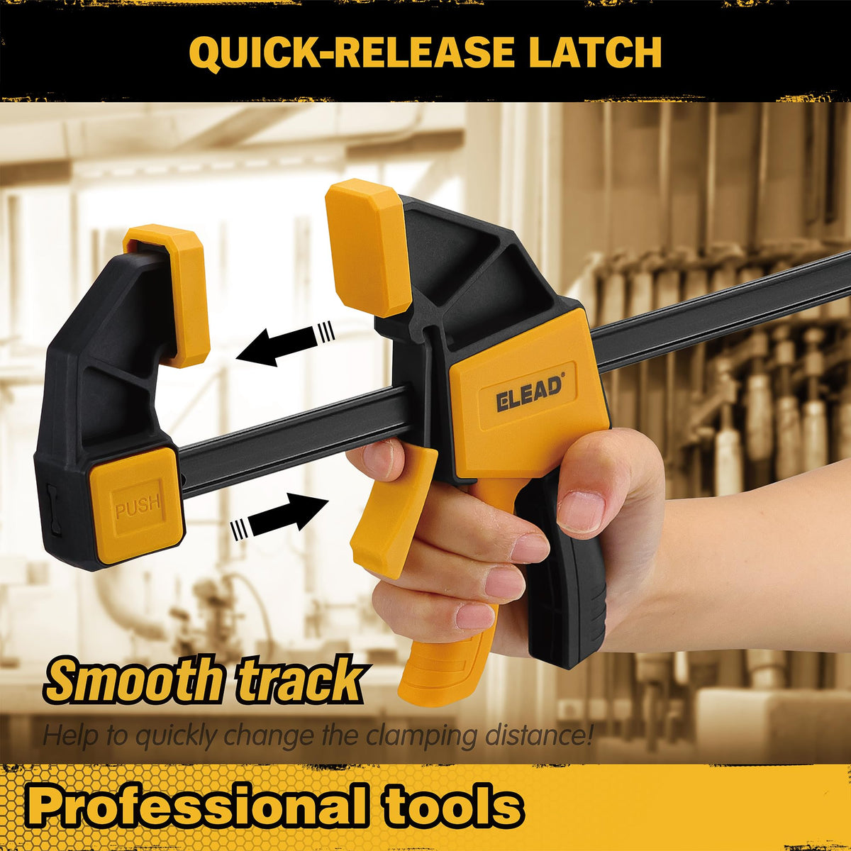 ELEAD ergonomic non-slip handle highlights comfortable clamping control