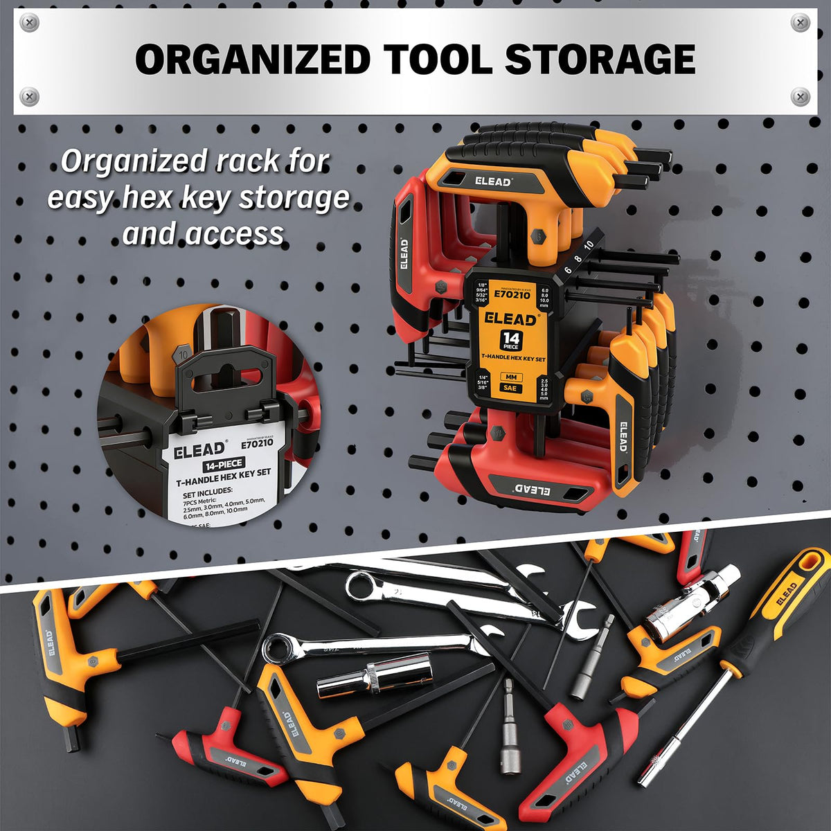 ELEAD dual-end hex wrenches offer long and short shanks for leverage.