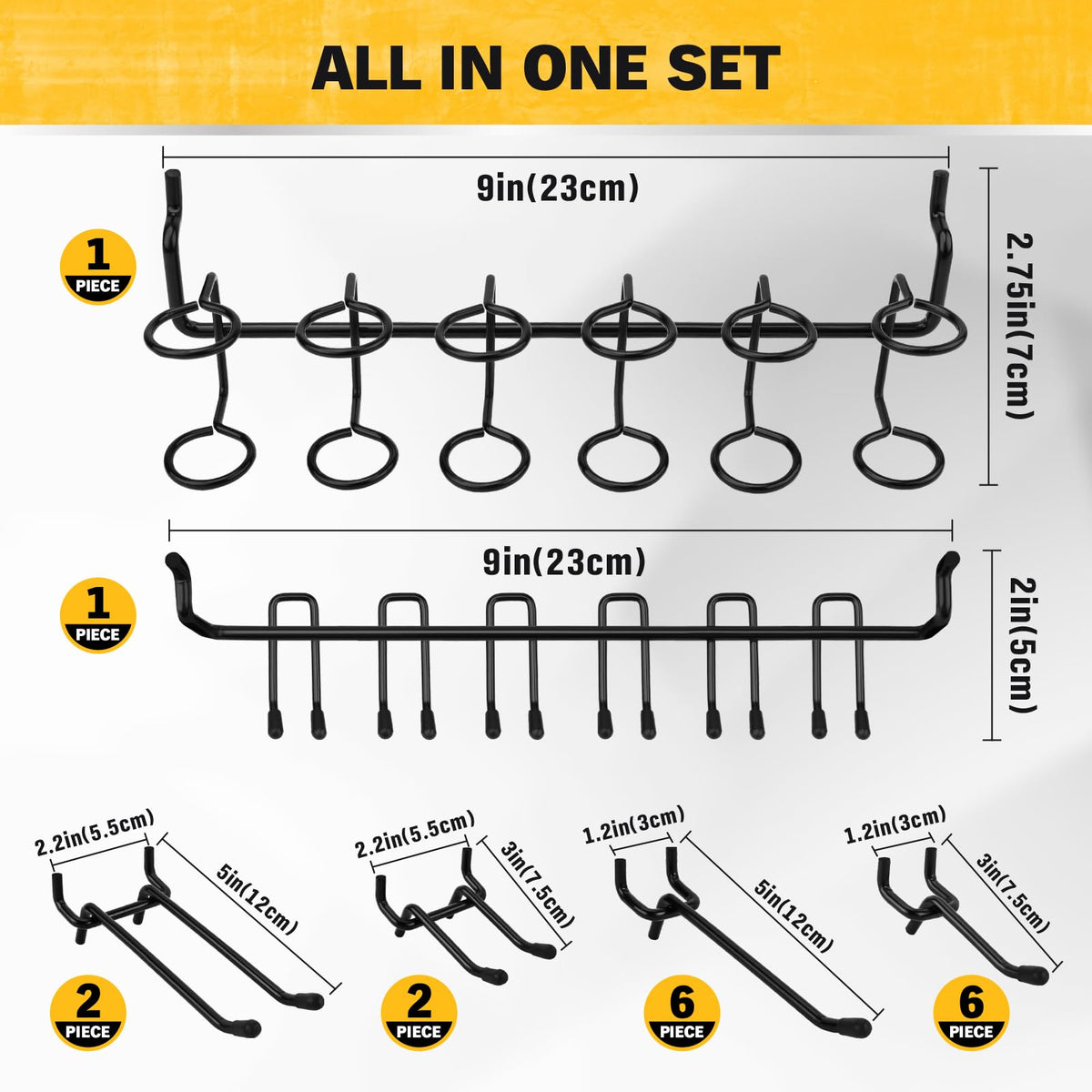 ELEAD extra thick hooks provide durable support for heavy hand tools.