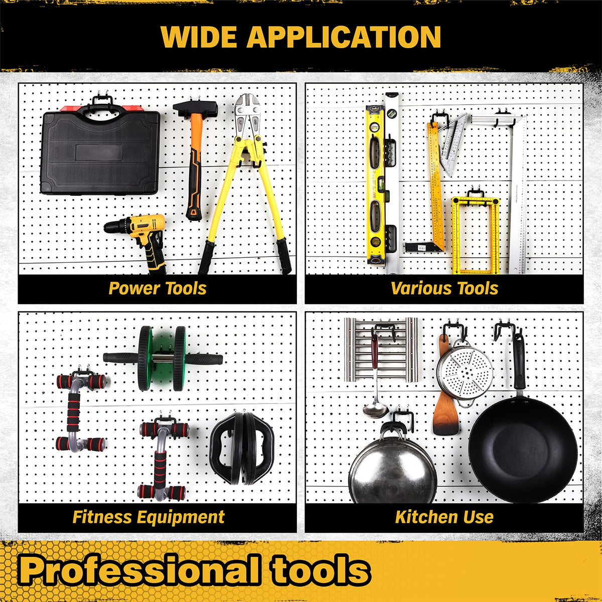 ELEAD pegboard hooks easy to rearrange for evolving storage needs.