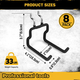 ELEAD pegboard hooks in steel construction with anti-slip coating for durability.
