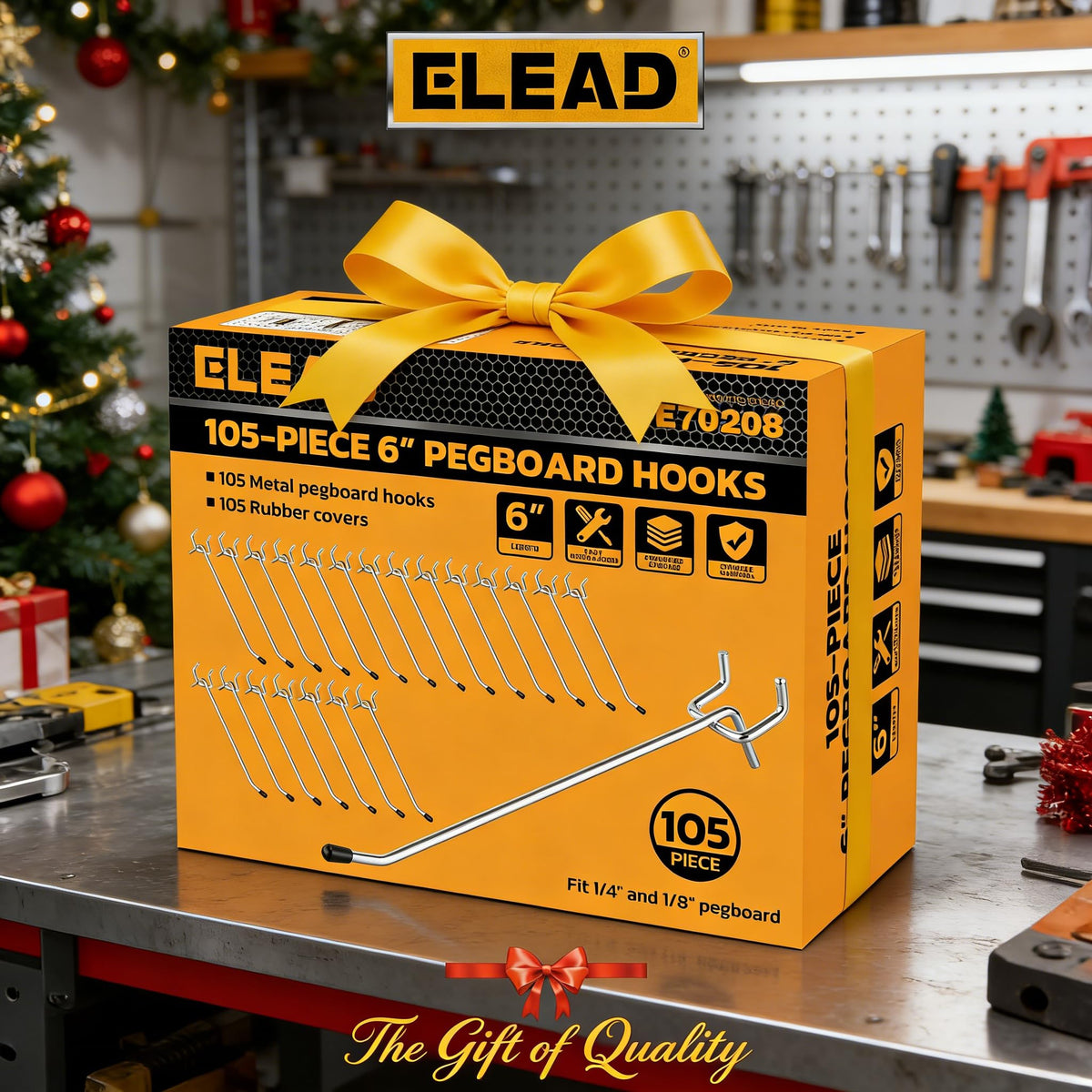 ELEAD galvanized finish durability supports long-lasting pegboard storage.