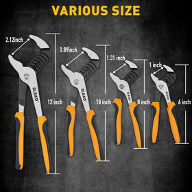 ELEAD 10-inch groove joint pliers adjusting a bolt with a precision jaw