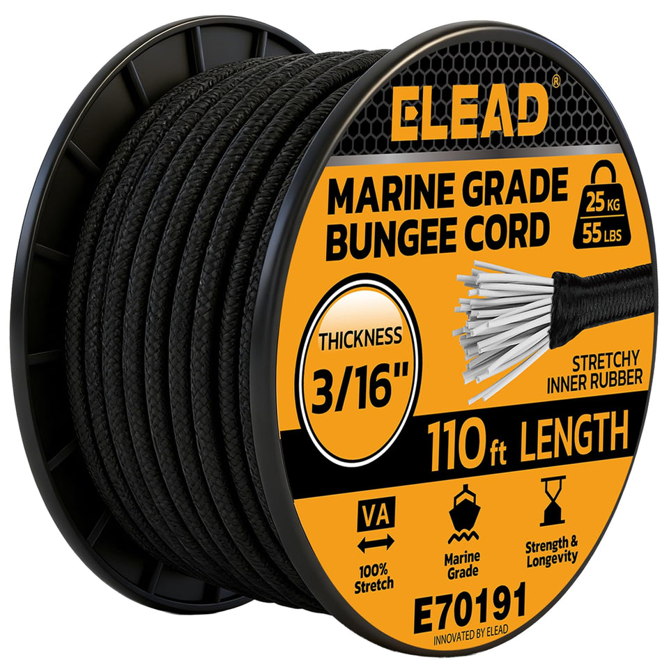 ELEAD heavy-duty bungee roll for secure cargo on outdoor trips.