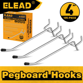 ELEAD heavy-duty metal pegboard hooks resist wear for long-lasting use.
