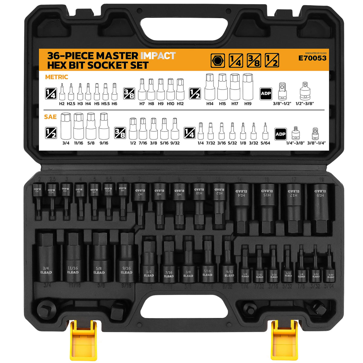 ELEAD hex bit impact socket set with 36-piece kit for versatility