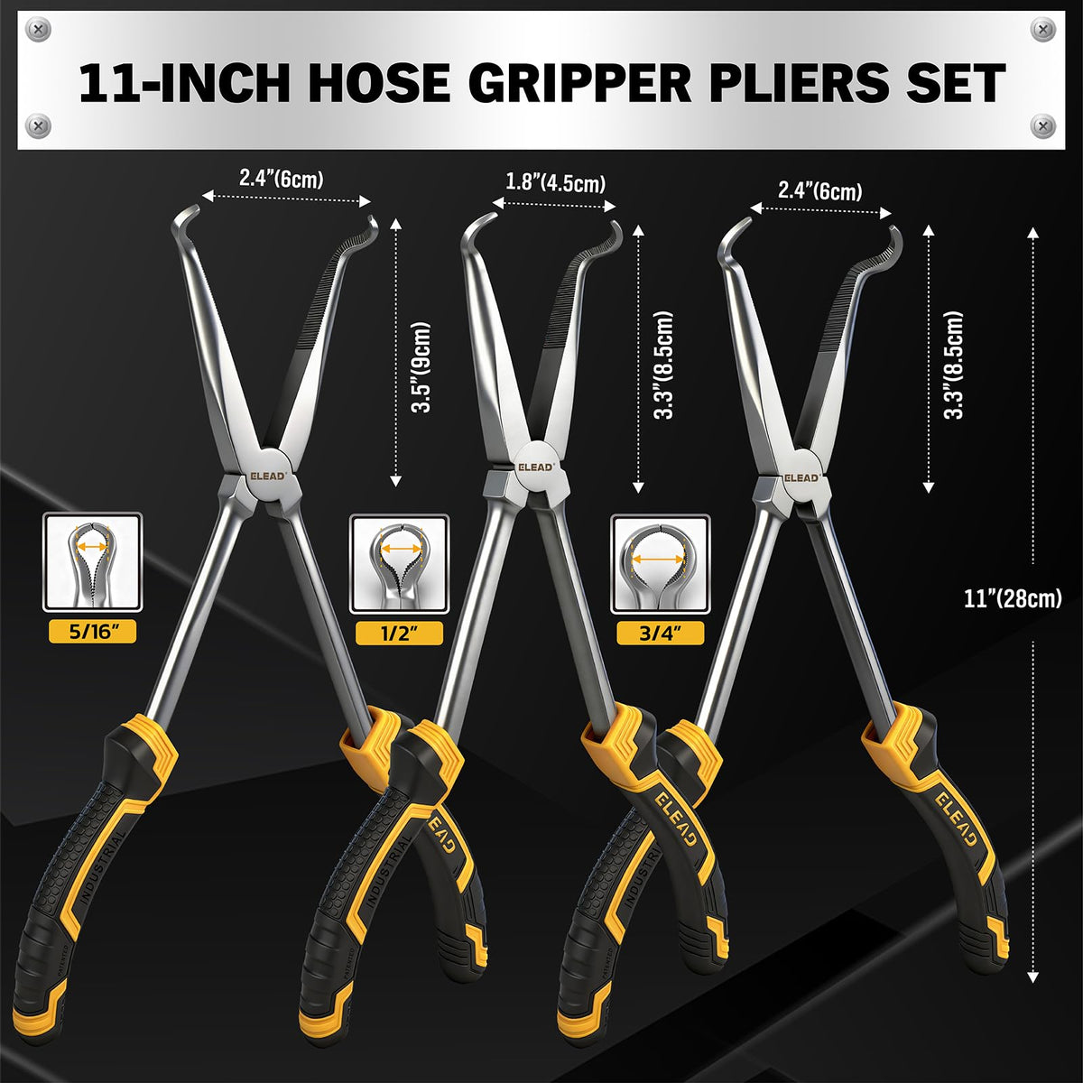 ELEAD hose gripper pliers 11-inch medium diameter 1-2-inch reach