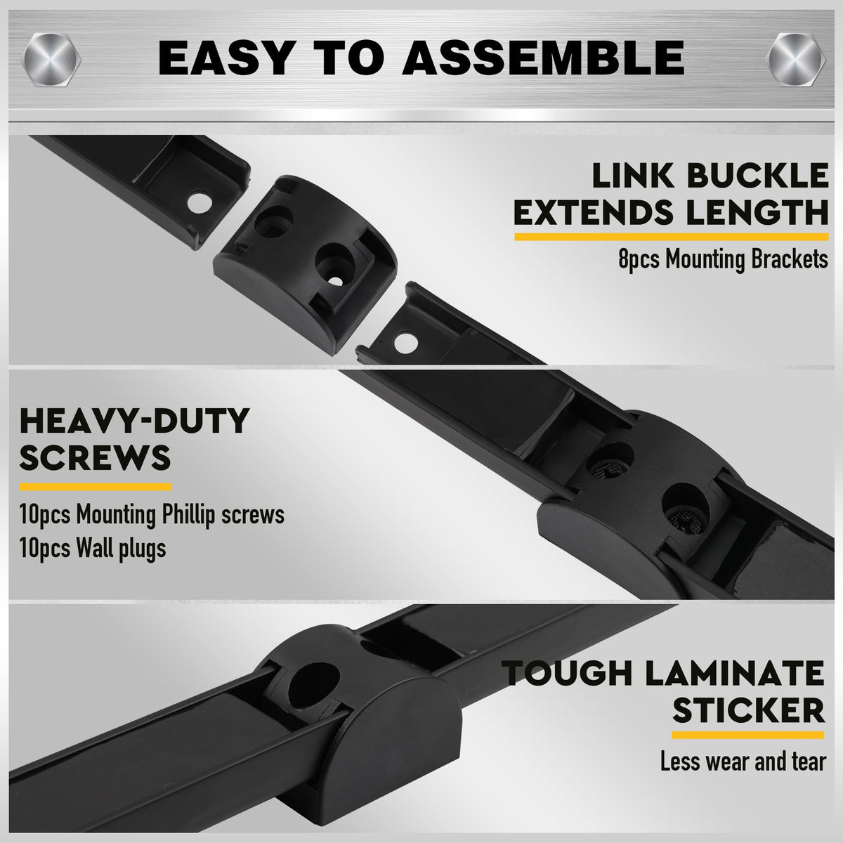 Includes mounting screws for quick, tool-free installation