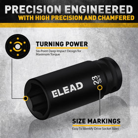 ELEAD laser-etched size markings speed up quick size identification on the job.