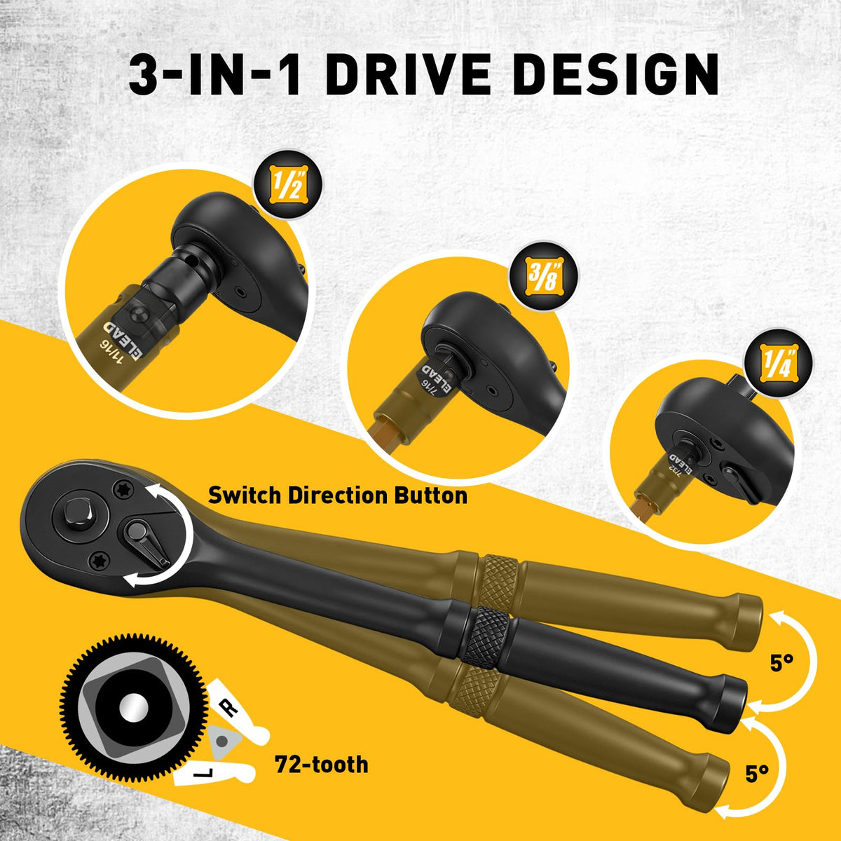 ELEAD black phosphate finish resists corrosion during long repair sessions