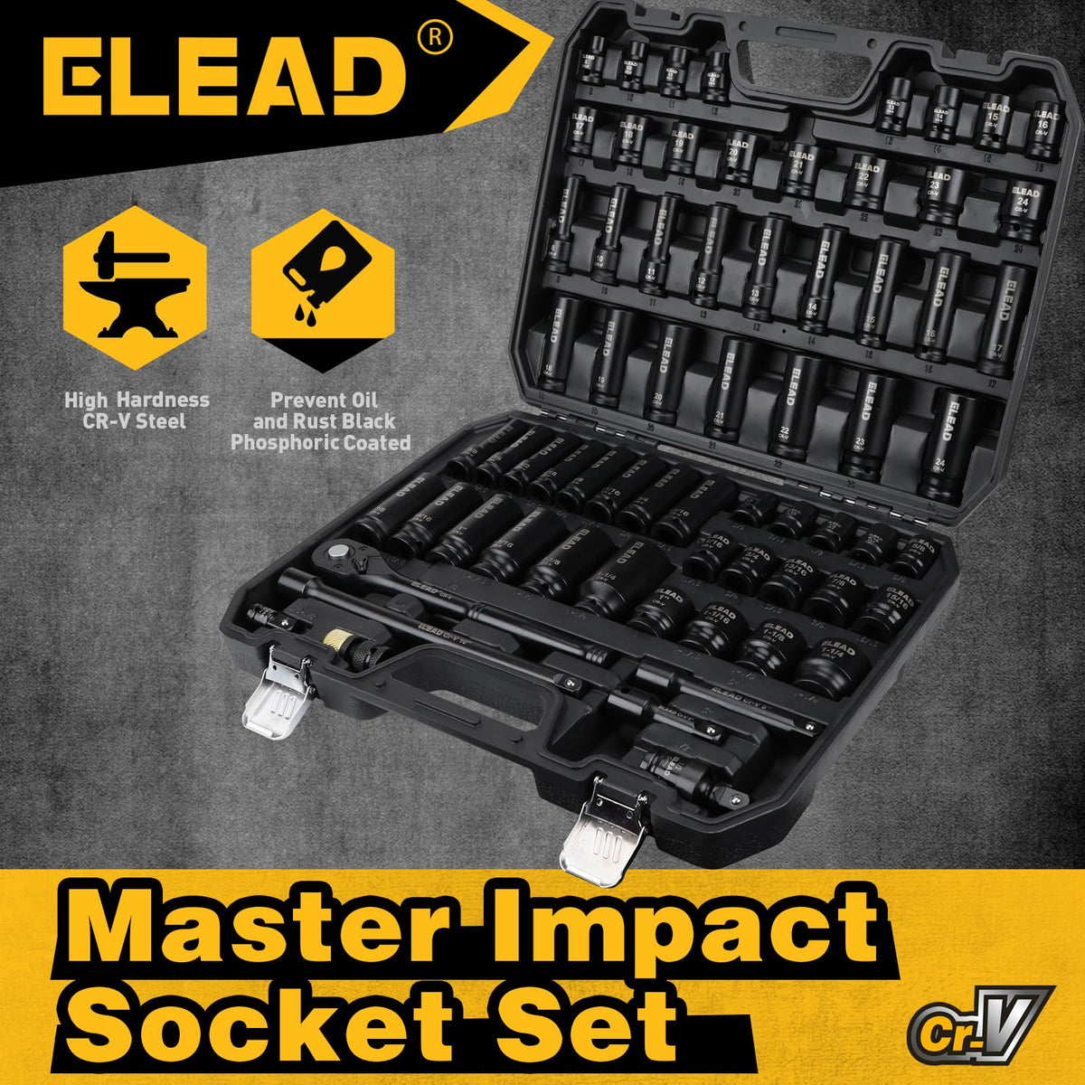 ELEAD laser-etched sizes on sockets for rapid identification