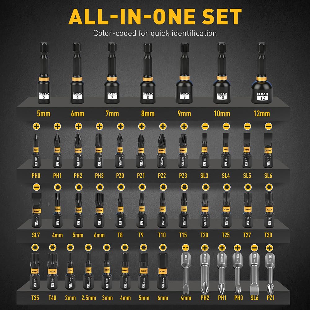 ELEAD magnetic nut drivers 6-piece provide secure fastener control