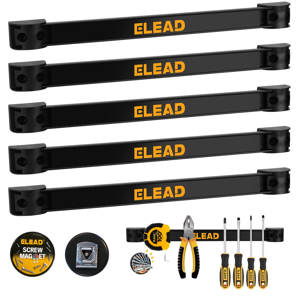 ELEAD magnetic tool holder on wall mount with six pieces for organized tools