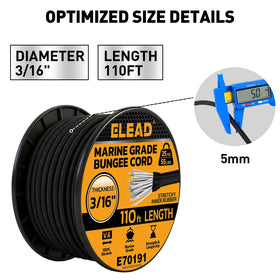 ELEAD marine-grade bungee core with waterproof shell for durable outdoor use.