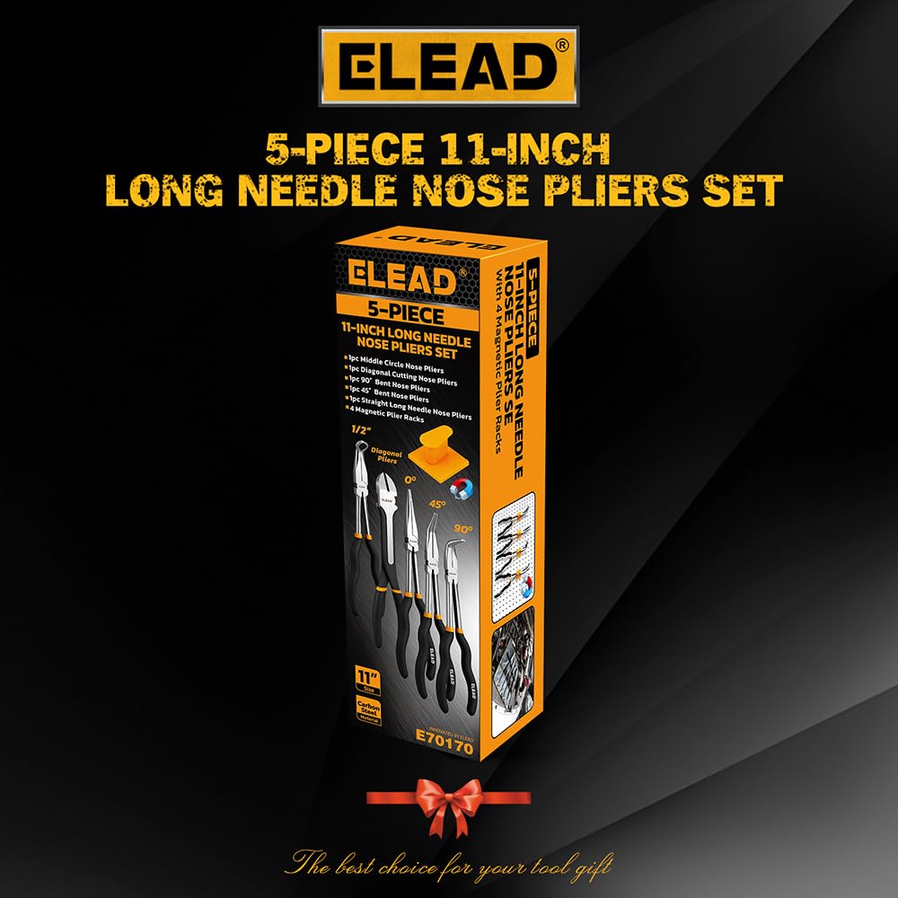 ELEAD needle nose pliers 45-degree bent reach tight spaces.