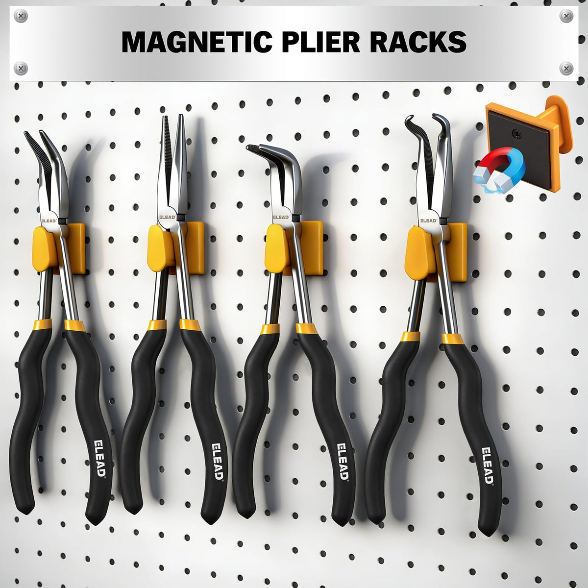 ELEAD needle nose pliers 90-degree bend for compact access.