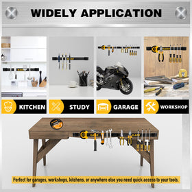 Holds pliers, wrenches, and screwdrivers for a tidy workbench