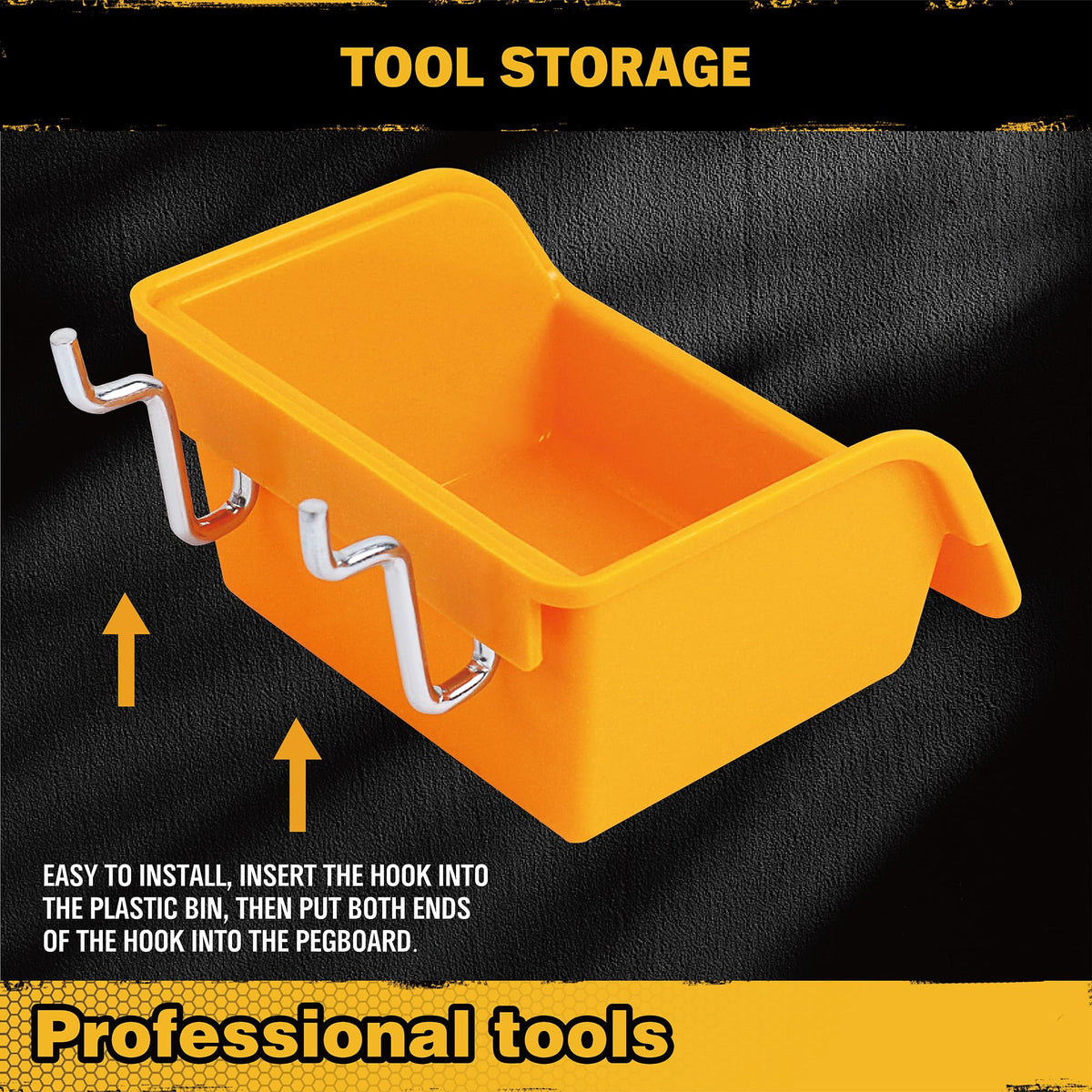 ELEAD pegboard bin close-up highlighting durable construction