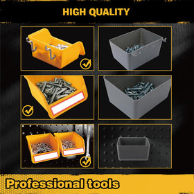 ELEAD pegboard bins side view showing compact storage