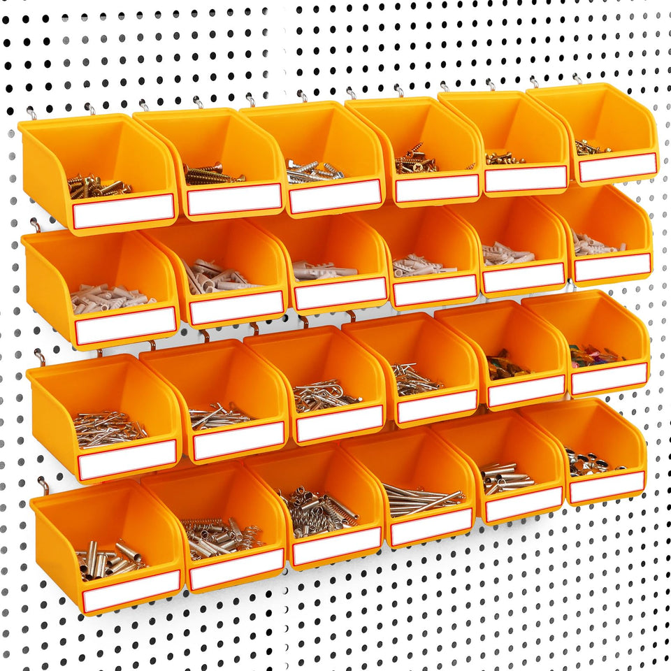 ELEAD pegboard bins 24-pack keep screws and nuts neatly organized