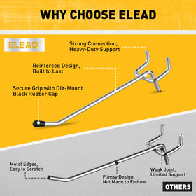 ELEAD 1/8-inch pegboard hooks offer universal fit and tidy storage.