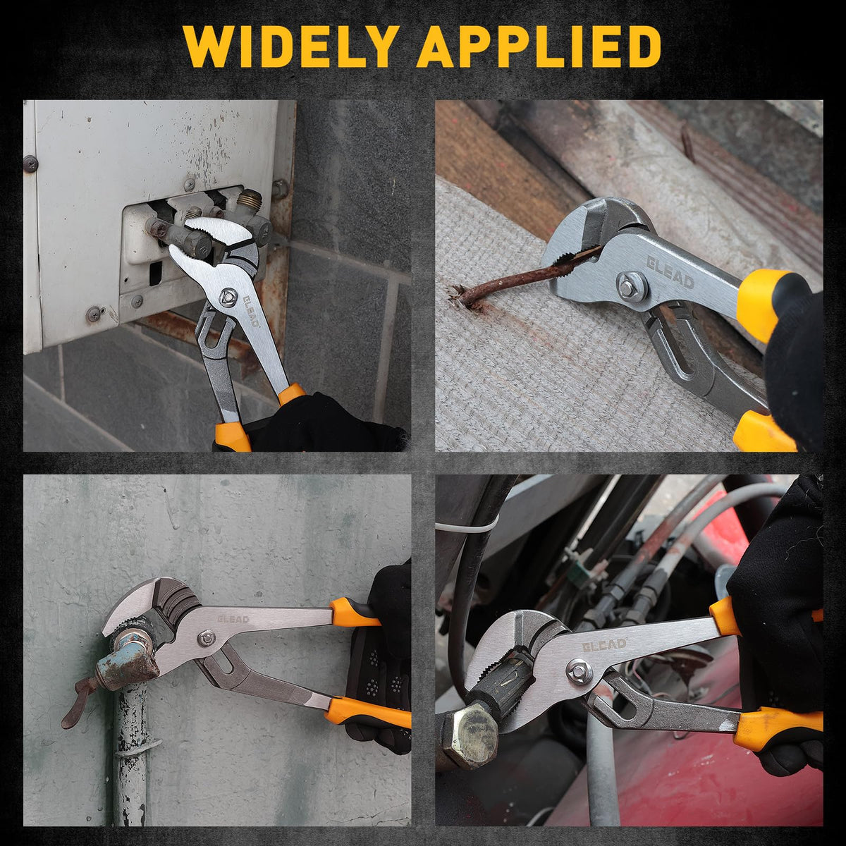 ELEAD groove joint pliers in action on pipes for home repairs
