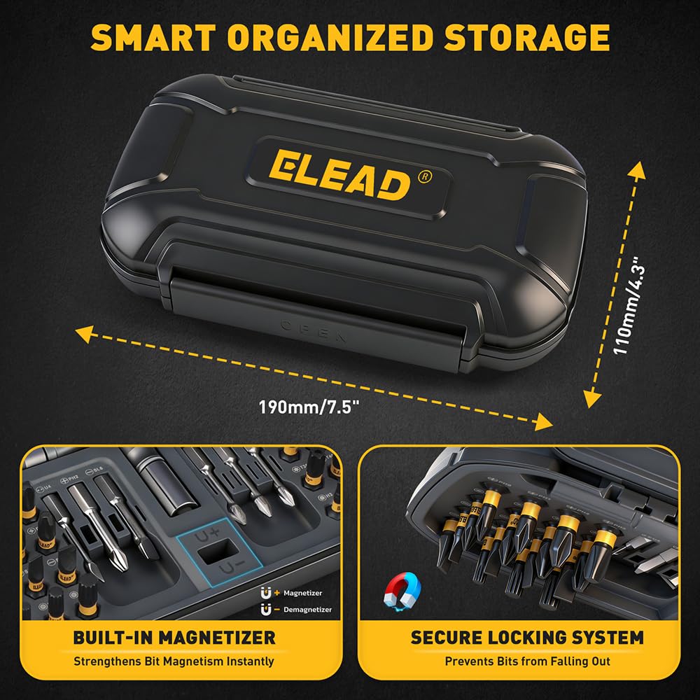 ELEAD S2 alloy bits 38-piece for Phillips, Torx, and Hex tasks