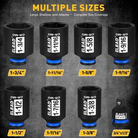 ELEAD laser-etched SAE sizes for quick identification on the workbench.