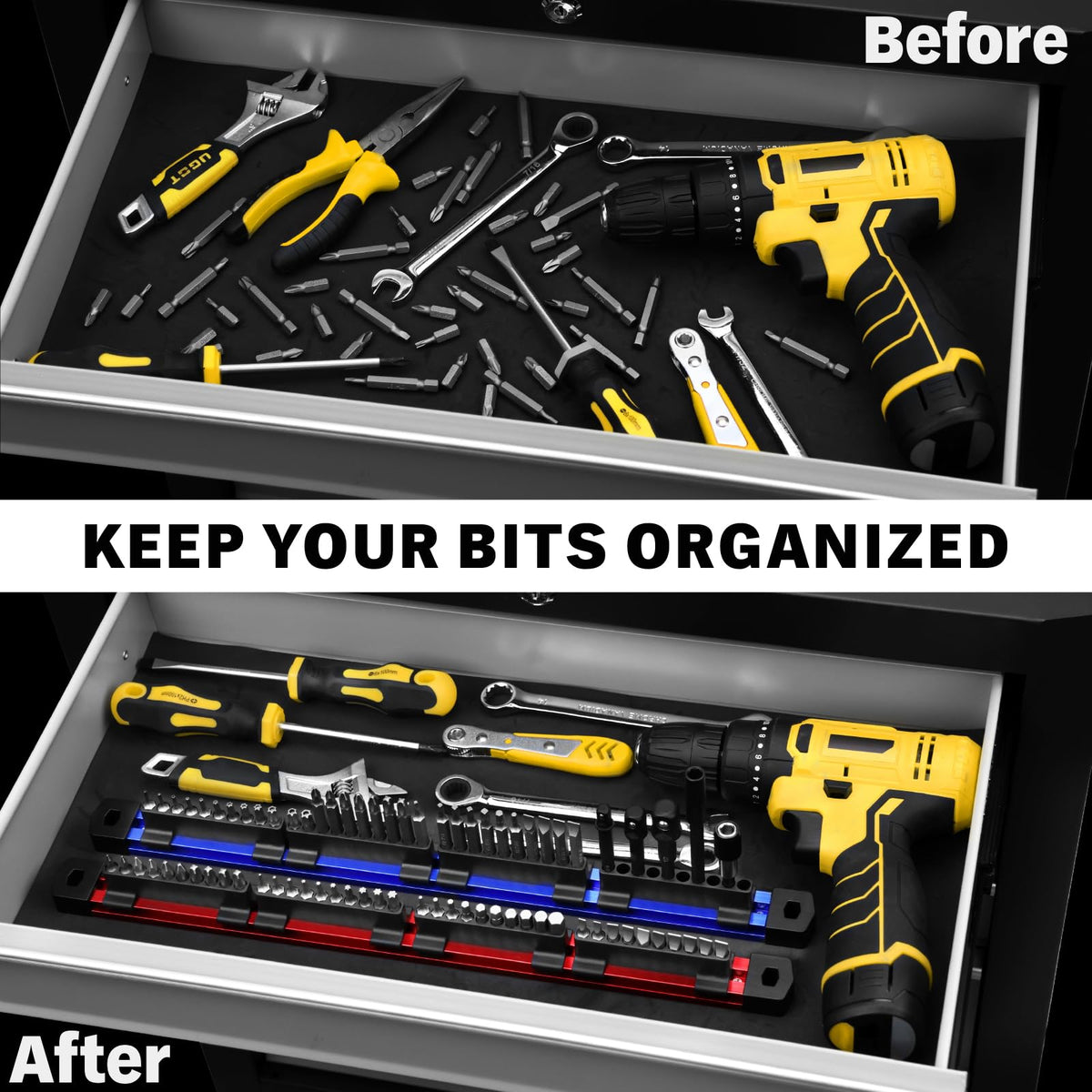 ELEAD slidable open-top design lets you swap bits quickly during projects