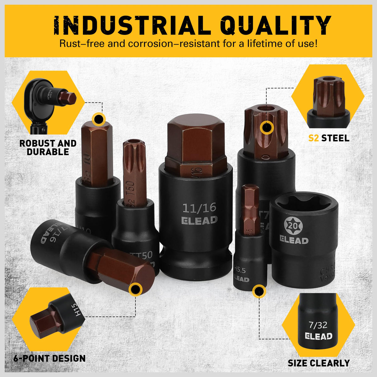 ELEAD star bits T6 through T70 provide broad task coverage for diverse projects.