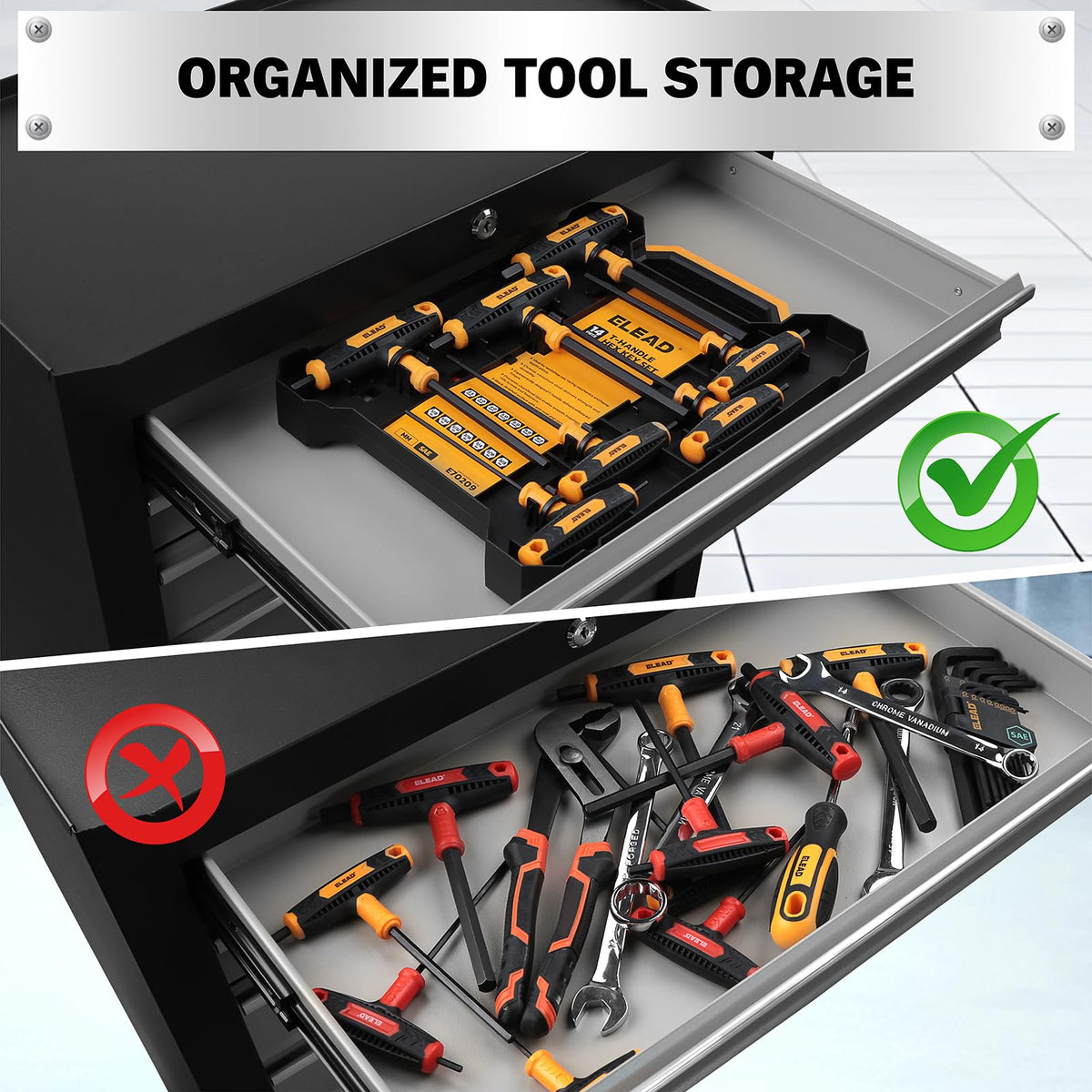 ELEAD storage rack keeps all wrenches organized.