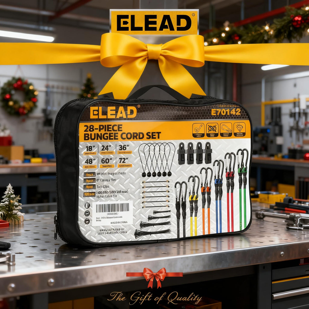 ELEAD tarp clips and nylon ties securing tarps and gear