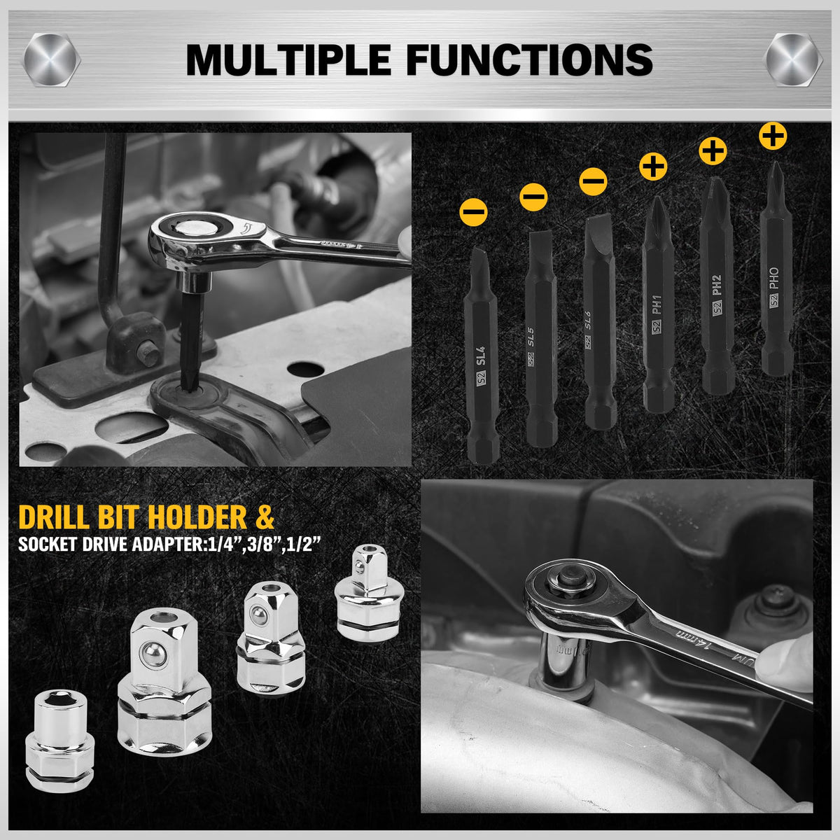 Slim, thin-profile wrenches reach narrow openings and recessed fasteners