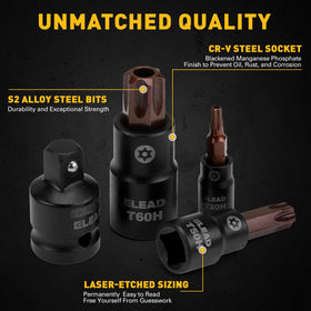 ELEAD sockets feature detent pin hole for added stability during use