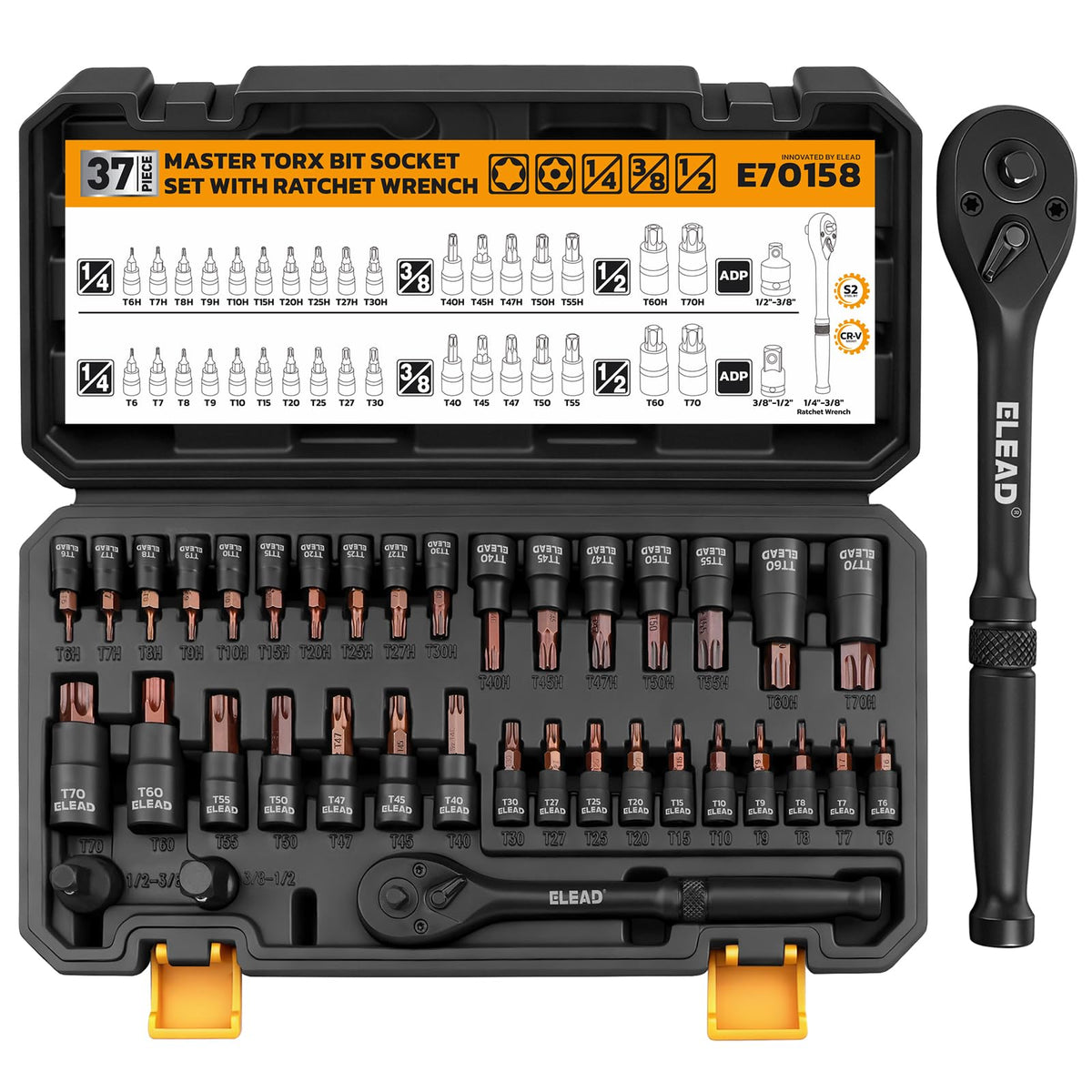 ELEAD torx socket set with 1/4 drive for precise fastener work and reliability