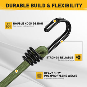 ELEAD UV-resistant steel hooks on 30in cords prevent wear while keeping gear secure.