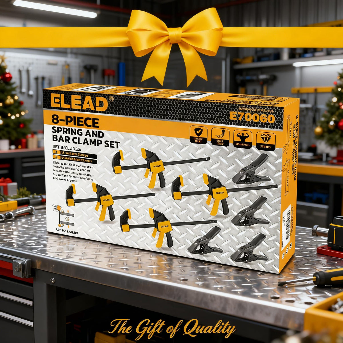 ELEAD versatile clamps keep pieces aligned during carpentry tasks