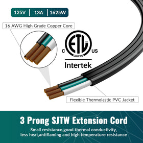 ETL certified Elecan cord provides safe, reliable power connection.
