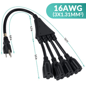Elecan four NEMA 5-15R outlets connected for flexible use.