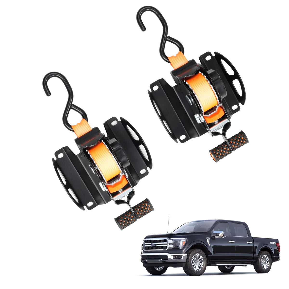 ELECFRESH retractable ratchet strap for Ford F-150 bed slot fit, convenient secure mounting.