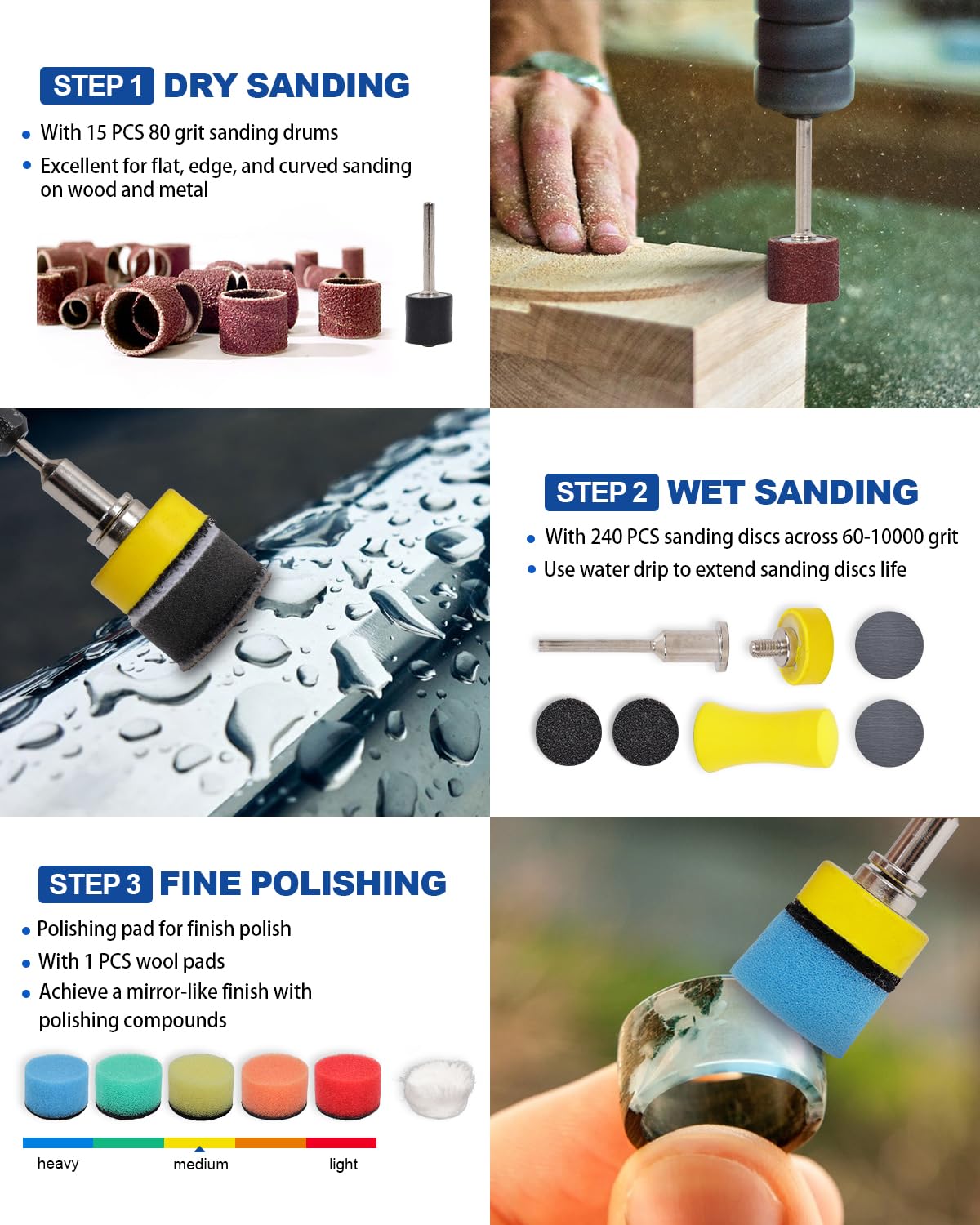Elechiakan multi-hardness polishing pads for varied cutting needs
