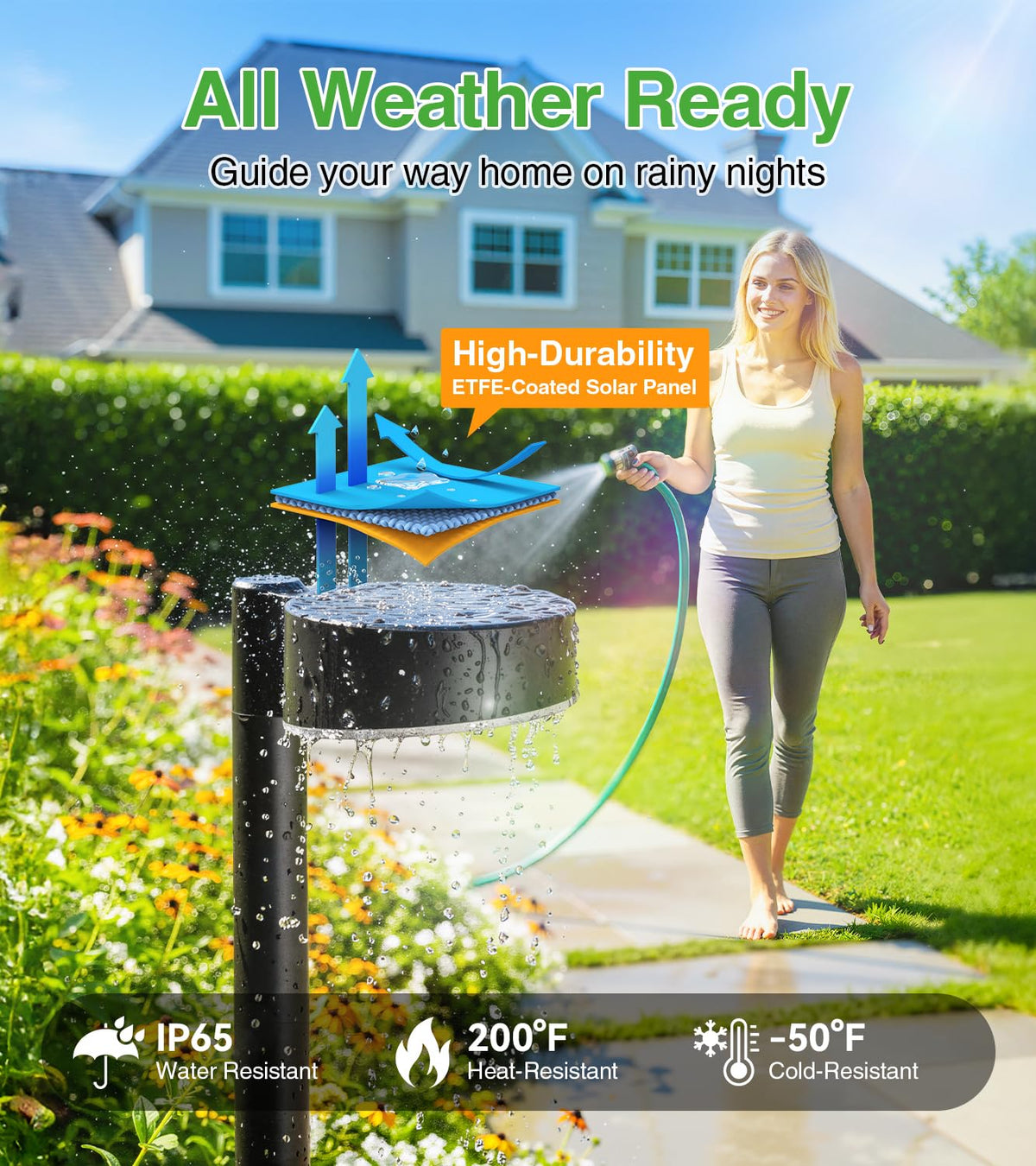 ELECLINK pathway light with tool-free stake enables quick, wire-free installation.
